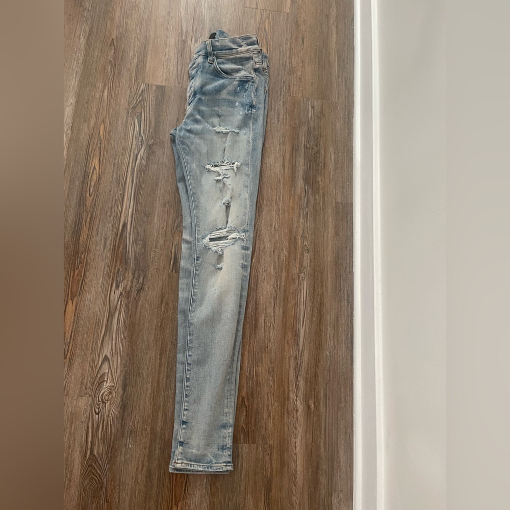 AMIRI Light Blue Distressed Skinny Jeans - Picture 3 of 3
